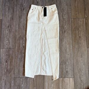 Lioness Barbara Split Midi Skirt XS Porcelain Cream High Rise NWT with flaw